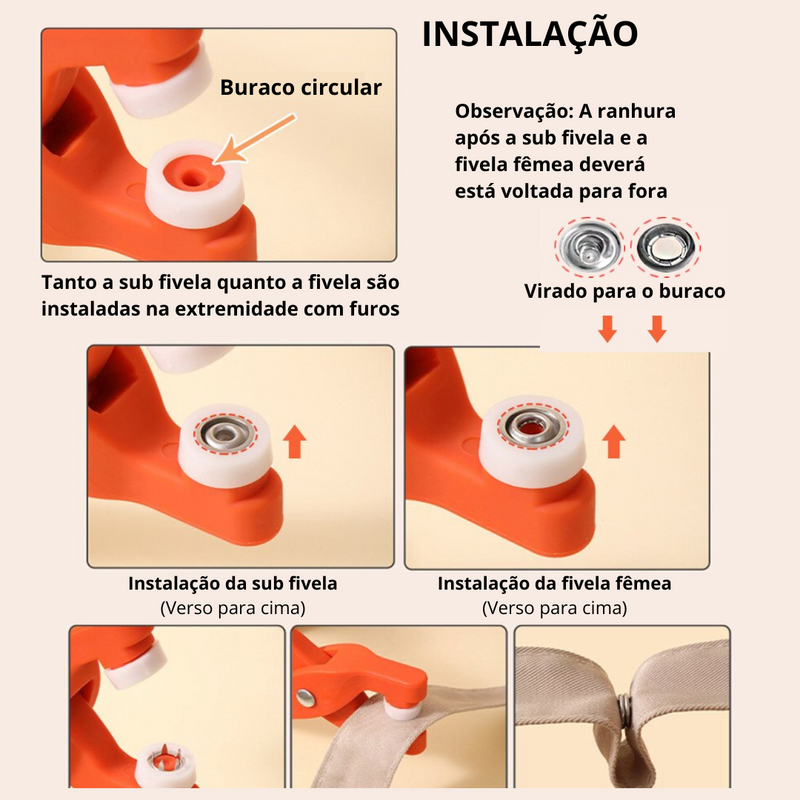 Alicate de Fixação Para Botões I Kit Completo