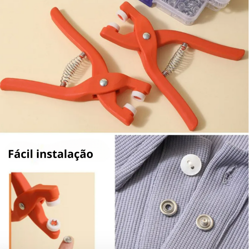 Alicate de Fixação Para Botões I Kit Completo