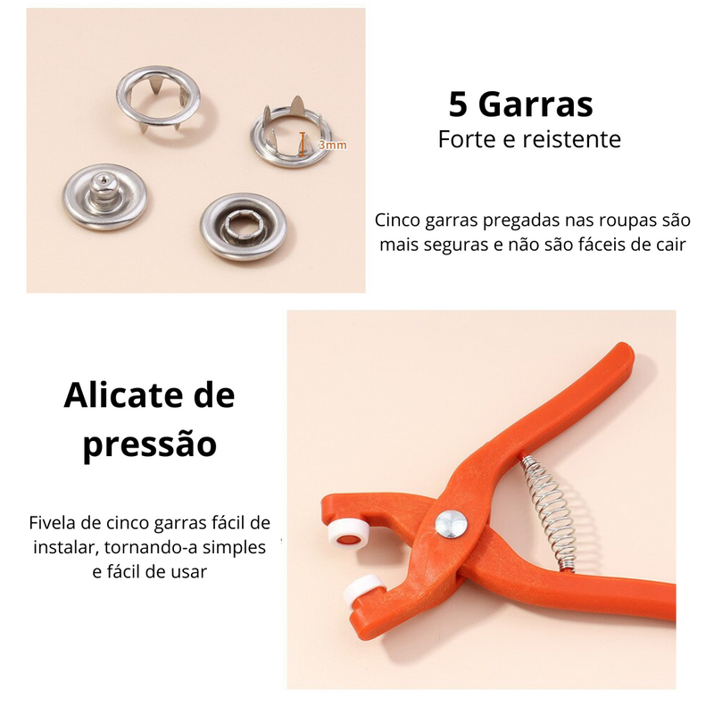 Alicate de Fixação Para Botões I Kit Completo