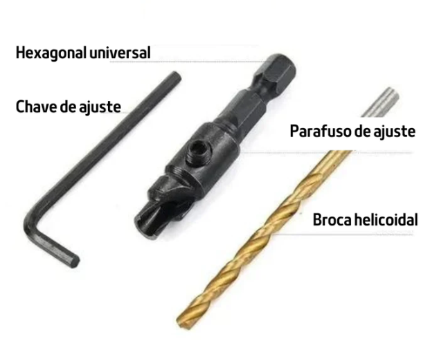 Brocas Escareadoras de Titânio | Kit 5 Peças