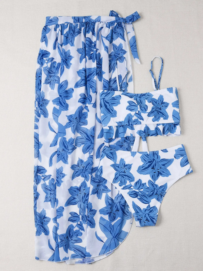 Biquine + Saída de Praia I Floral Print