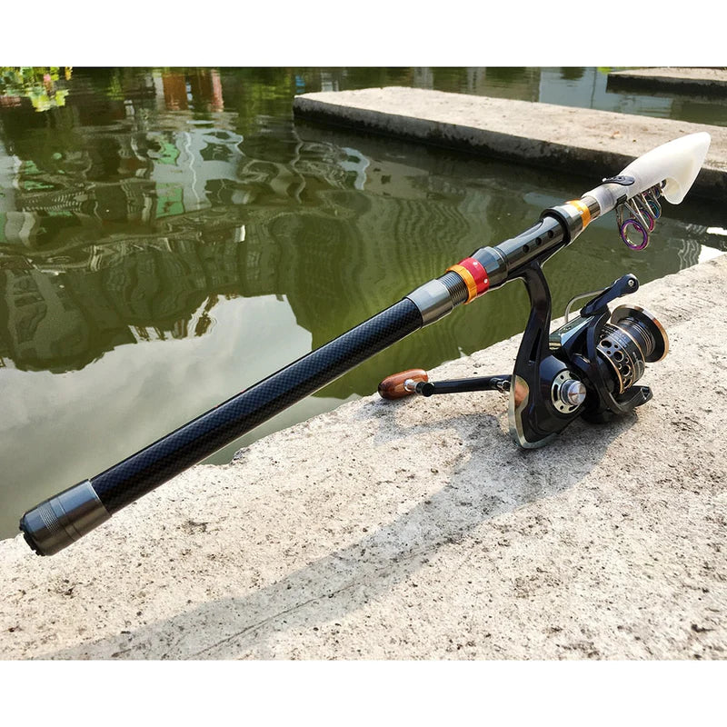 Vara de Pesca Telescopia em Fibra de Carbono com Molinete Drag 10kg | Max Plus - Lojas Want